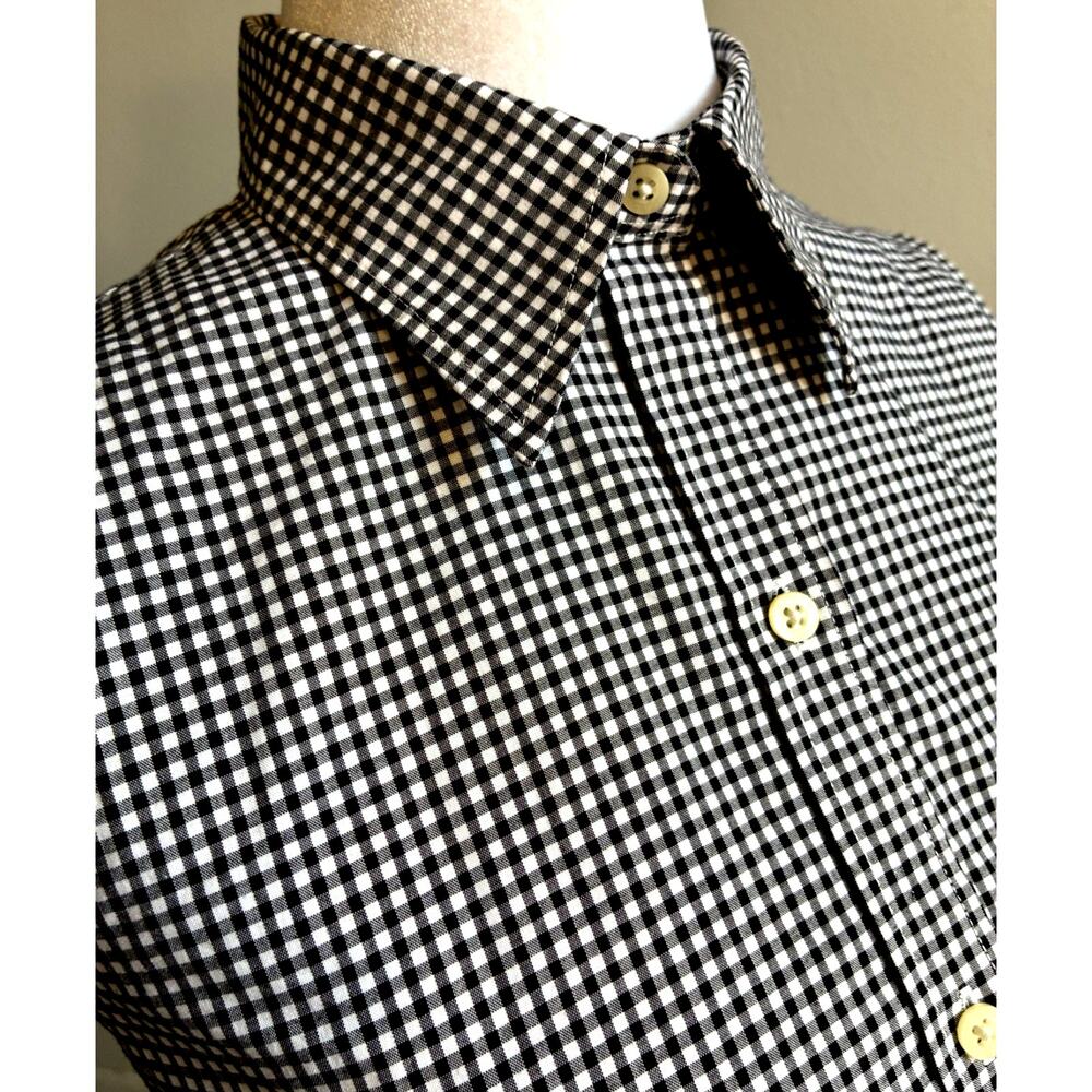 Ralph Lauren Sleeveless Gingham Check Button Top Blouse PM Classic Crisp Preppy